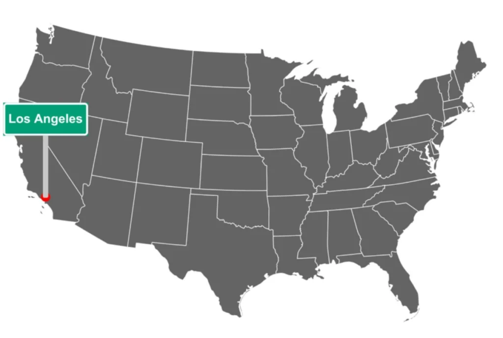 Onde Fica Los Angeles - Localização de Los Angeles na Califórnia, Estados Unidos.